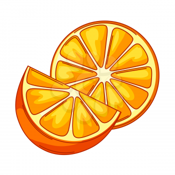 Illustration of oranges whole and slices. Orange stylized citrus fruits.