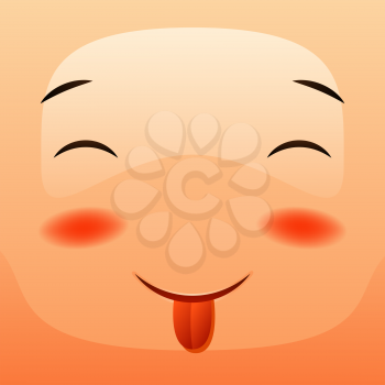 Kawaii cute face. Funny smiling muzzle. Eyes mouth and cheeks.