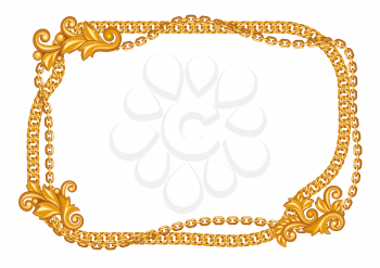 Frame with golden chains. Vintage luxury precious background.