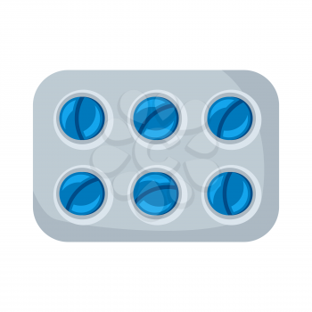 Icon blister pack with pills. Illustration solated on white background.