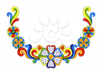 Mexican decoration with ornamental flowers. Traditional decorative objects. Talavera ornamental ceramic. Ethnic folk ornament.