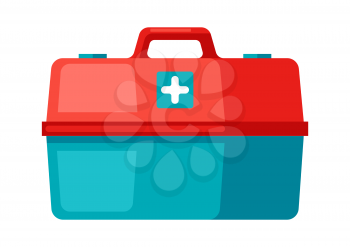 First aid kit icon in flat style. Medicine illustration isolated on white background.