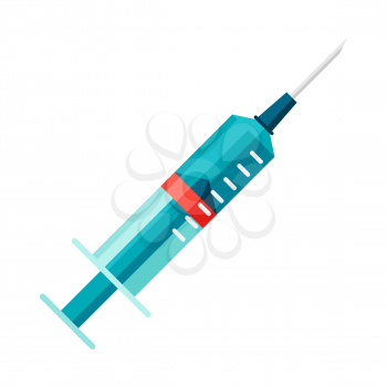 Syringe icon in flat style. Medical illustration isolated on white background.