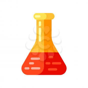 Icon of chemical test tube in flat style. Illustration isolated on white background.