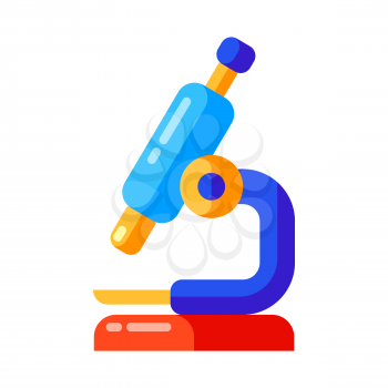 Icon of school microscope in flat style. Illustration isolated on white background.