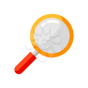Icon of magnifying glass in flat style. Illustration isolated on white background.