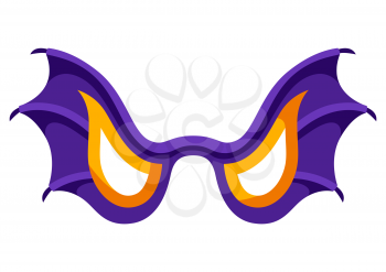 Happy halloween illustration of angry bat wing mask. Cartoon holiday icon.