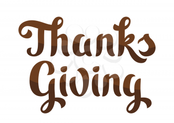 Happy Thanksgiving lettering. Autumn seasonal holiday congratulation.