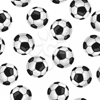 Seamless pattern with soccer balls in flat style. Stylized sport equipment background.