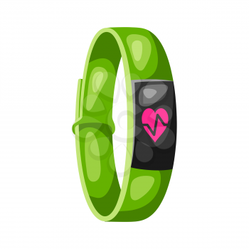 Illustration of fitness bracelet tracker watch. Sport cartoon icon.
