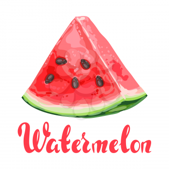 Background with ripe watermelon slice. Summer fruit decorative illustration.