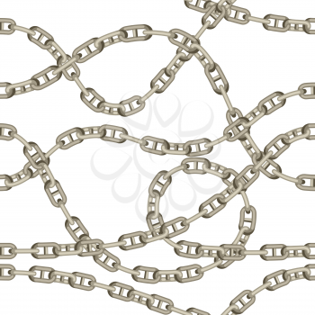 Seamless pattern with old chains. Metal nautical chain decorative background.