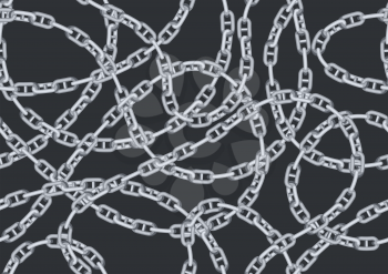 Seamless pattern with old chains. Metal nautical chain decorative background.