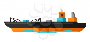 Illustration of oil marine tanker. Industrial transportation in flat style.