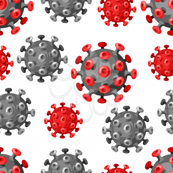 Seamless pattern with coronavirus molecule Covid-19. Illustration of new virus symbol. Global pandemic.
