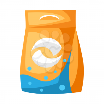 Illustration of washing detergent package. Icon or image for laundry service.