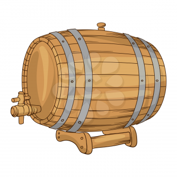 Illustration of wooden barrel for wine or beer. Image for pubs and restaurants.