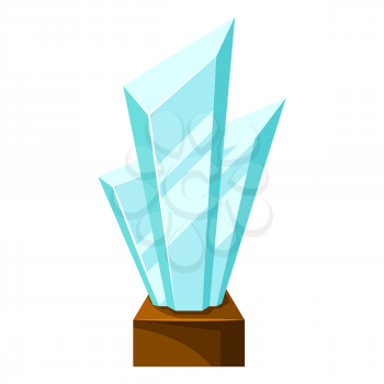Brilliant award in glass or crystal. Illustration of award for sports or corporate competitions.