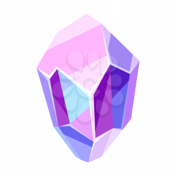 Illustration of crystal or mineral. Decorative color precious stone.