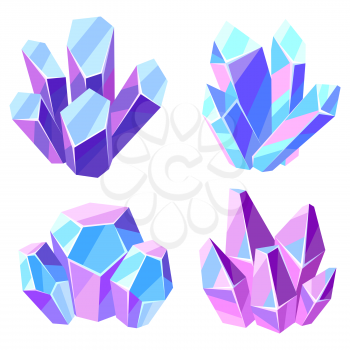 Set of crystals and minerals. Decorative illustration of precious stones.