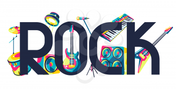 Background with musical instruments. Music party or rock concert illustration.