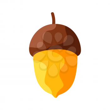 Cartoon illustration of ripe acorn. Autumn plant.