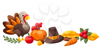 Happy Thanksgiving Day decoration. Design with holiday objects.