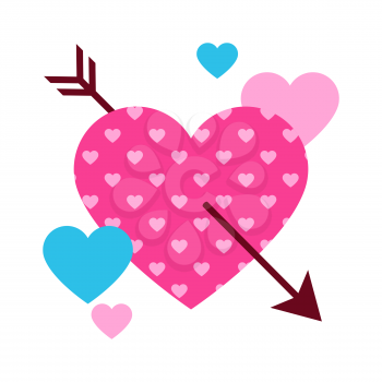 Illustration of heart with arrow. Romantic stylized icon, Valentine day symbol.