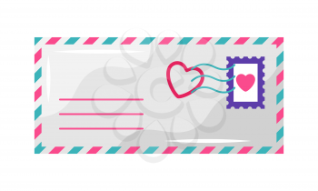 Envelope with heart stamp. Happy Valentine Day symbol.