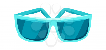 Illustration of female blue sunglasses. Summer fashion accessory.