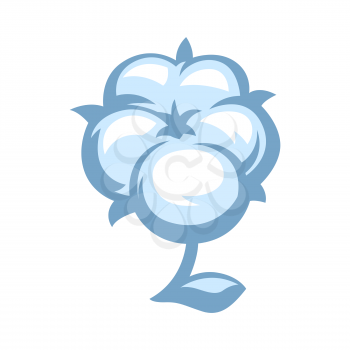 Illustration of twig with cotton balls. Icon, emblem or label for natural products.