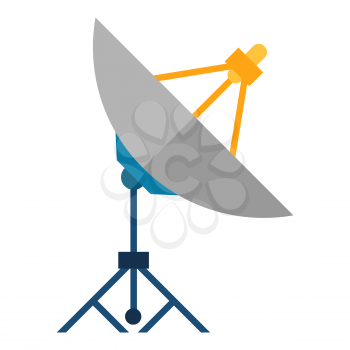 Illustration of satellite dish. Stylized equipment icon.