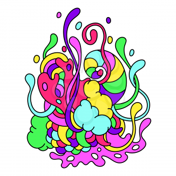 Print with slime and tentacles. Urban colorful abstract cartoon illustration.