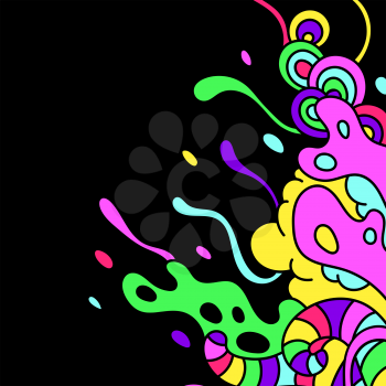 Background with slime and tentacles. Urban colorful abstract cartoon illustration.