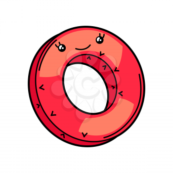 Kawaii cute illustration of swimming ring. Cartoon funny character.