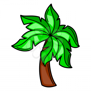 Illustration of cartoon palm. Fashion symbol in modern comic style.
