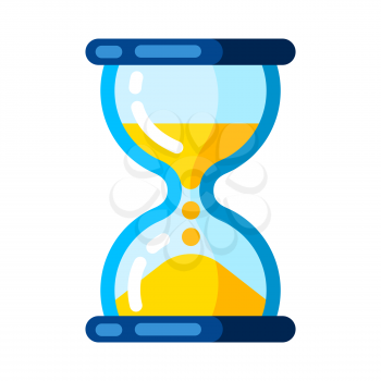 Illustration of sandglass clock. Stylized icon for design and applications.