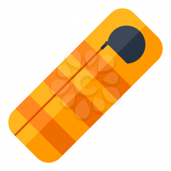 Illustration of sleeping bag. Image or icon for camping or tourism and travel.