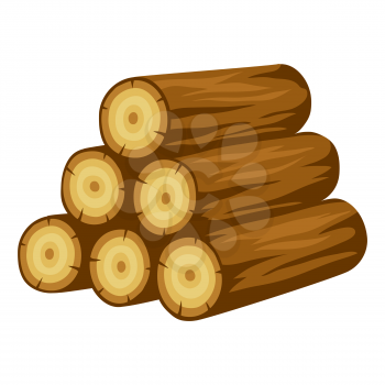 Illustration of tree logs stack. Adversting icon or image for forestry and lumber industry.