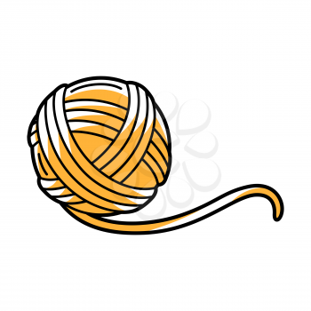 Illustration of yellow ball of wool. Cartoon funny icon.