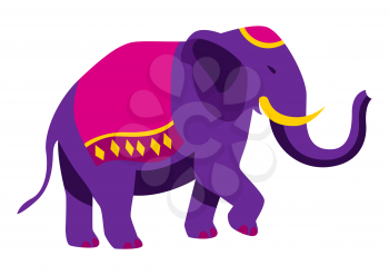 Illustration of Diwali elephant. Deepavali or dipavali festival of lights. Indian Holiday image of traditional symbol.