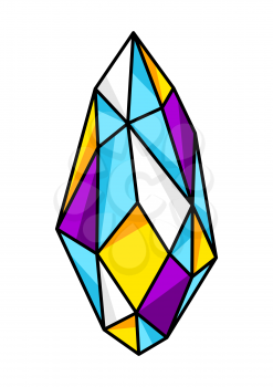 Magic crystal or amulet. Mystic, alchemy, spirituality, tattoo art. Isolated vector illustration. Esoteric symbol in cartoon style.