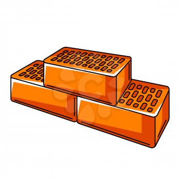 Illustration of bricks stack. Housing construction item. Industrial repair or building symbol.