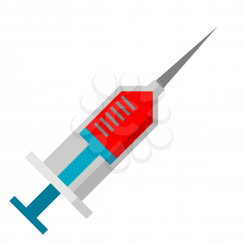 Illustration of syringe. Object for medicine and health. Medical symbol in style.