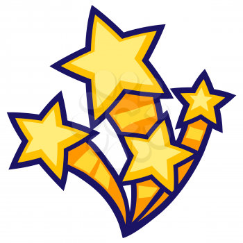 Illustration of stars in cartoon style. Cute funny object. Symbol in comic style.