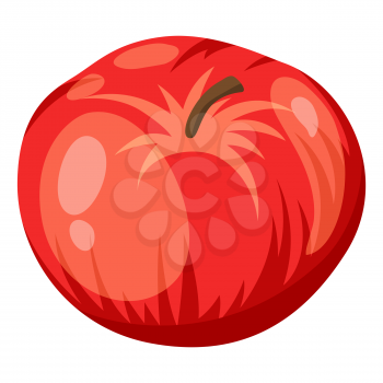 Illustration of fresh ripe apple. Autumn harvest of fruits. Food item for farms, markets and shops. Icon or promotional image.