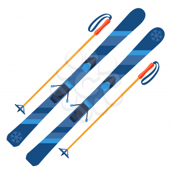 Illustration of skis. Winter sports equipment. Image for advertising and shops.