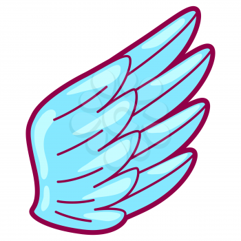 Illustration of wing in cartoon style. Cute funny object. Symbol in comic style.