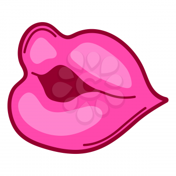 Illustration of lips in cartoon style. Cute funny object. Symbol in comic style.