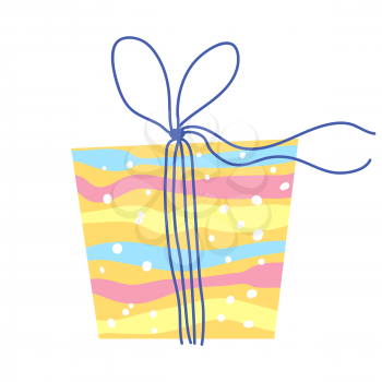 Illustration of Happy Birthday gift box. Party invitation. Celebration or holiday item.